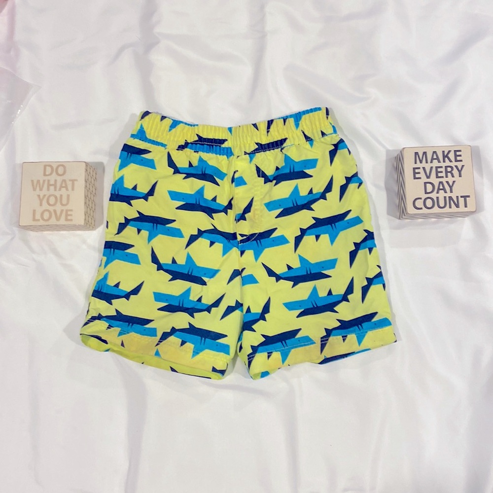 Wonder Nation Neon Shark Swim Trunks